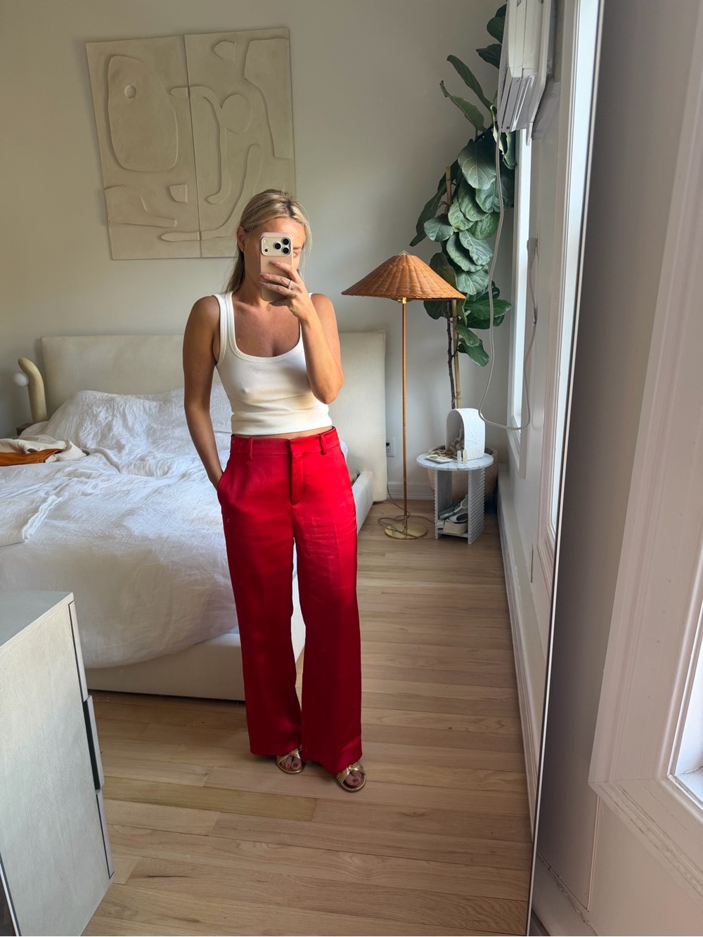 Zara Red Straight pants Size Small